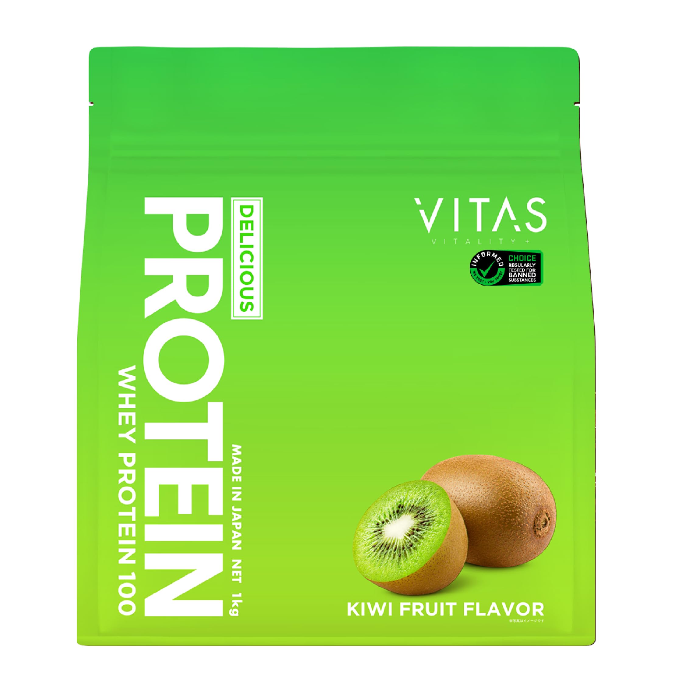 Vitas Whey Protein 100, Kiwi Flavor, Wpc Protein, Made In Japan